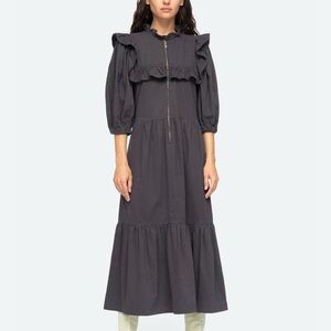 Sea New York Charcoal Long Sleeve Dress with Ruffles